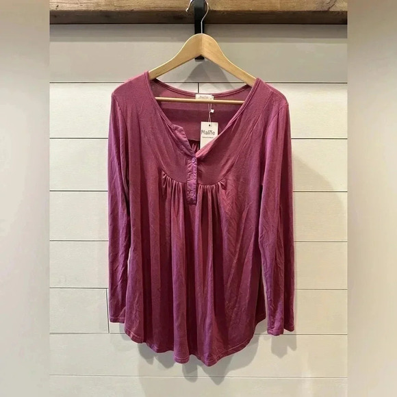 Tops - Halilife Pink Pheasant Long Sleeve Shirt- medium